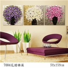 【厂家直供】diy手绘数字油画代理加盟装饰三联画50x150花团锦簇