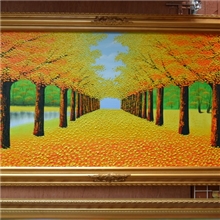 现货油画黄金大道60x120cm供应批发装饰发财树风景风水买油画