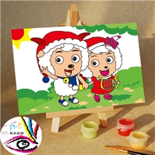 三原色/梦蕾diy手绘数字油画厂家-直销-批发10*15美羊羊过圣诞