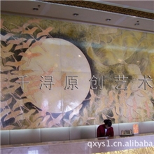 供应酒店立体金银箔漆画宫廷人物漆画花鸟抽象！11生产厂家