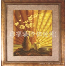 直销室内折光浮雕金箔工艺画纯手绘金箔山水漆画定制