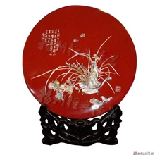 【经典漆器】扬州漆器平磨螺钿台屏《君子兰》