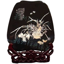 【经典漆器】扬州漆器平磨螺钿云形台屏《君子兰》