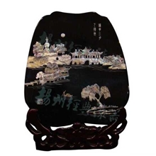 【漆器工艺品】平磨螺钿云形台屏《烟花三月下扬州》