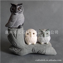 供应各种款式猫头鹰石材工艺欢迎加工定制