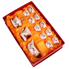 水点桃花13入功夫茶具套装礼品茶具定制低价陶瓷礼品批发生产