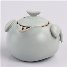 供应汝窑天青太极手抓壶开片汝窑茶壶茶具单品太极手抓壶批发