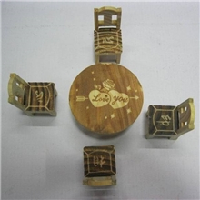 小家具摆件小桌椅组合套装创意中式特色摆设黑圆桌模型迷你