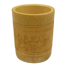雕刻笔筒/竹笔筒/创意礼品/厂家直销《八骏图》BT001B