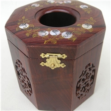 越南红木工艺品正六边形卷纸纸巾盒鸡翅木抽纸盒