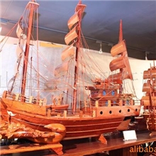 1米木雕帆船模型木制帆船一帆风顺木艺摆件木雕工艺品