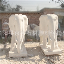 批发定做汉白玉大象石雕大象母子象大理石大象雕刻摆件