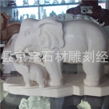石雕母子象汉白玉石雕象大理石雕刻象招财象石雕象工艺品