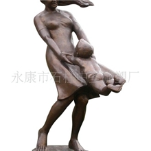 农村计划生育展现雕塑母子系列紫铜锻造