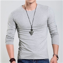 供应秋冬款爆款圆领纯色空白长袖春男装t恤修身打底男士t恤批发