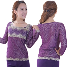 2013秋季新款蕾丝双层磨毛方领加厚豹纹女式修身保暖内衣批发