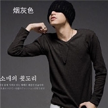 批发男士V领长袖2012新款男装男士V领修身长袖T恤男士长袖