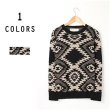 批发2013秋冬新欧美复古菱格民族风图案毛衣中几何图案毛衫8805