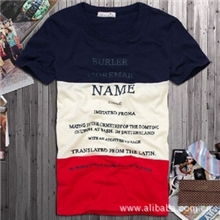 韩版潮牌林弯弯陈冠希哈尼潮牌短T恤三色拼色T恤男装批发