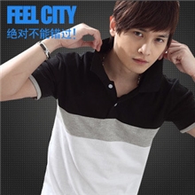 2013夏短袖T恤男男式短袖T恤男式短袖polo衫撞色拼色男士T恤