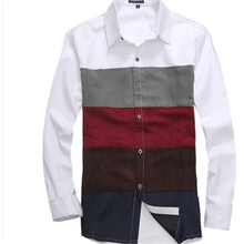 2013秋装新款韩版男装潮男休闲修身时尚长袖衬衫男款拼接个性衬衣