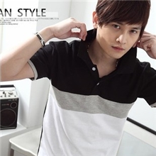 2013夏天的衣服韩版学生休闲带领T恤男短袖青年男士修身保罗衫