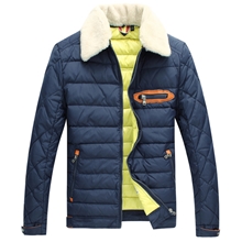 男士羽绒服时尚休闲翻领羊毛纯色厂家批发夹克外套代理一件代发