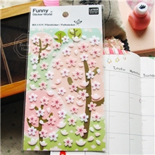 韩国进口Funny正品立体装饰贴纸批发毛毡樱花847