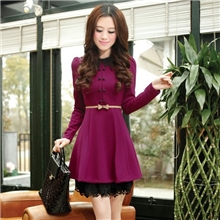 2013秋装新品韩版修身气质显瘦针织长袖连衣裙送腰带