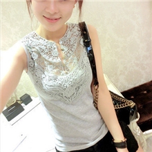 2013春夏新款精致高品质网纱蕾丝贝壳扣无袖背心打底衫