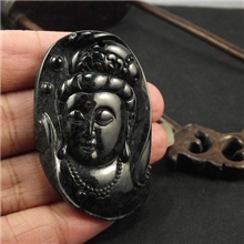 玉器批发特价天然墨翠观音吊坠A货黑墨翡翠平安观音挂件一手