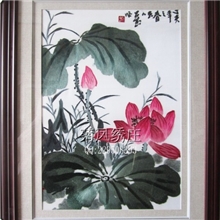 苏州礼品单面绣苏绣水彩荷花壁画