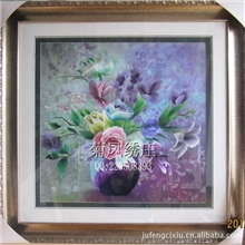 苏州礼品单面绣苏绣家装必备紫色瓶花