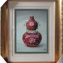 苏绣精品-古代彩陶系列之葫芦形瓶具有收藏价值高档礼品