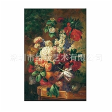 古典欧式客厅沙发背景餐厅卧室花卉装饰画心喷绘高仿油画