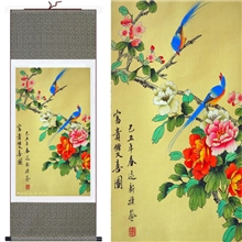 批发特价丝绸画卷轴画花鸟画富贵双喜客厅办公室挂画