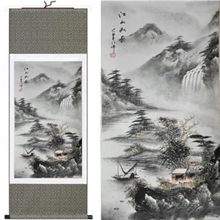 山水画江山如画丝绸卷轴画装饰客厅书房卧室挂画字画批发国画