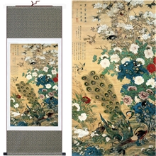 丝绸卷轴画花鸟画022玉堂富贵国画客厅卧室书房挂画字画批发
