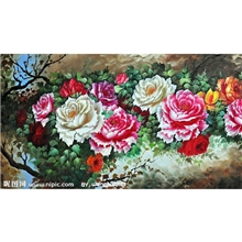 【厂家直销】百丽油画纯手绘家居装饰画花开富贵手绘油画
