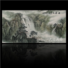 国画山水画精品写意宣纸国画手画源远流长瀑布画小幅横幅画芯
