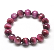 天然宝石手链玫瑰红虎眼石AAA质量12MM彩宝饰品厂家批发