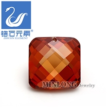 锆石厂家梧州打孔正方形倒角双龟面锆石裸石欢迎来样定制