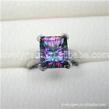 供925银镶天然水晶镀彩女式戒指珠宝首饰925银饰品天然水晶饰品