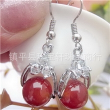 供应民族风饰品925银耳钩正品天然红玛瑙珠子耳环批发
