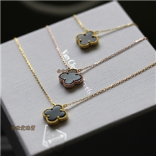 最高品质梵克雅宝四叶草项链纯银镀金项链925纯银银饰批发