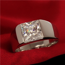 豪华3克拉公主方仿真钻石戒指SONA钻戒情侣男戒指环尾戒方钻戒指