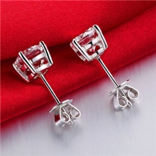 1克拉SONA镀铂金四爪仿真钻款印记PT950订18K白金莫桑耳饰耳饰品
