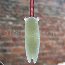 天然和田玉知了挂件青白玉蝉吊坠出人头地一鸣惊人