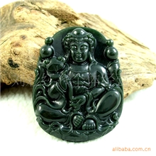 新疆老坑和田墨玉羊脂细料如意观音吊坠