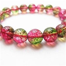 媚姿水晶纯天然西瓜纹路玉髓水晶手链正品双色旺夫石包邮！